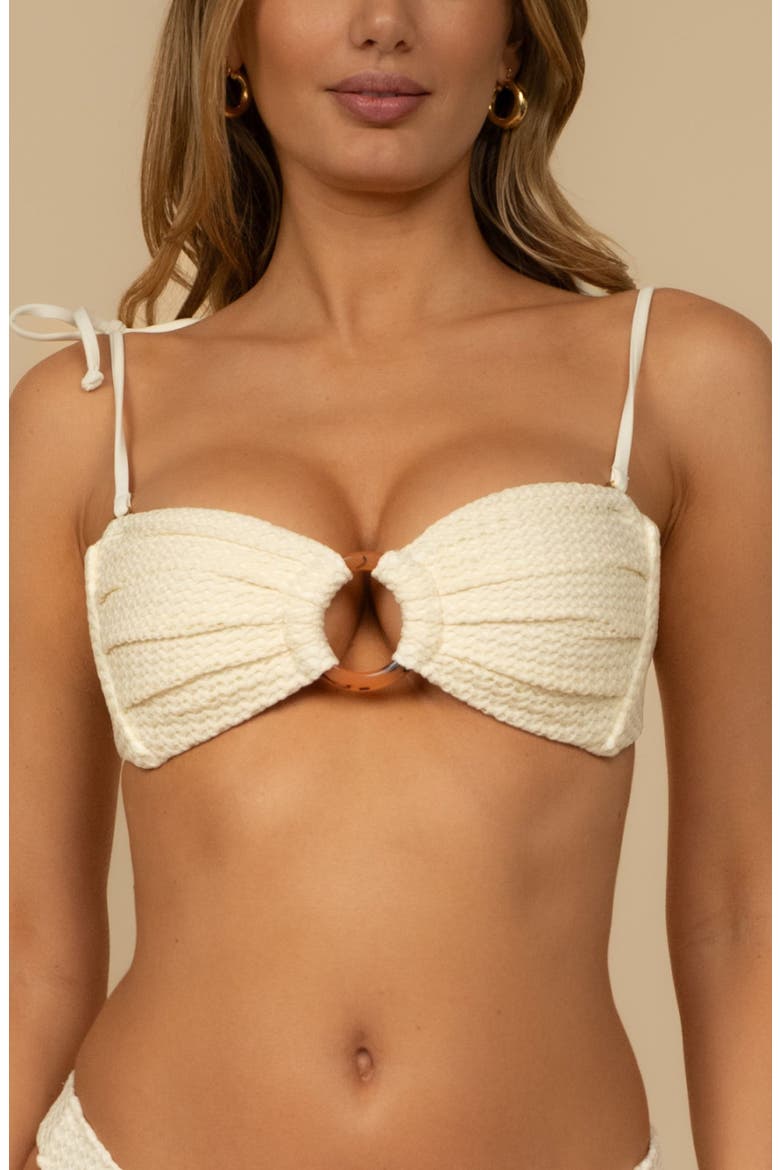 Bone Tori Tie Strap Bandeau Bikini Top, Main, color, CREAM