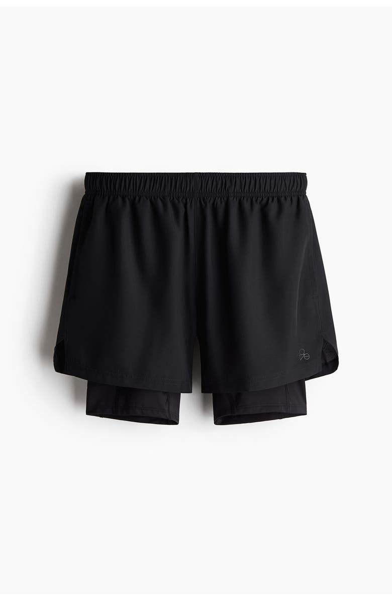 H&M Double-layered Sports Shorts With Drymove, Main, color, Black
