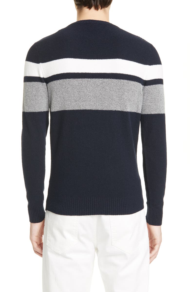Eleventy Slim Fit Stripe Cotton Blend Crewneck Sweater, Alternate, color, 
