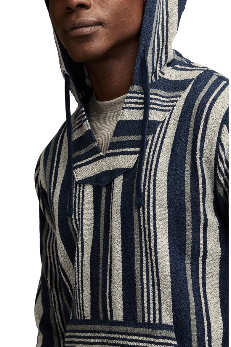 Baja Stripe Cotton Hoodie, Alternate, color, BLUE