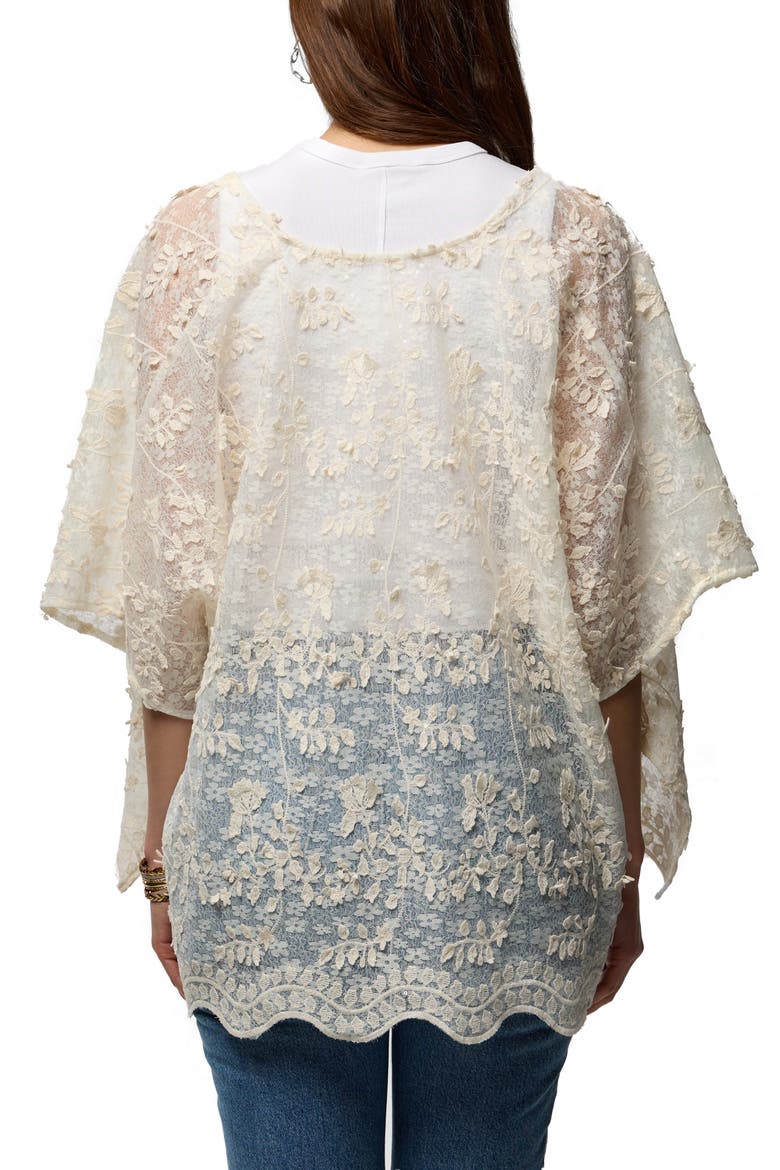 Tie Front Lace Ruana, Alternate, color, IVORY