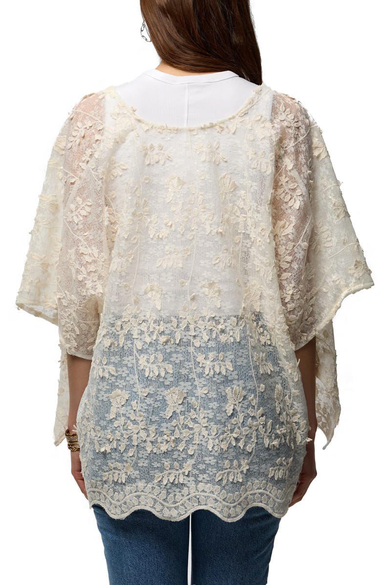 SAACHI Tie Front Lace Ruana, Alternate, color, Ivory