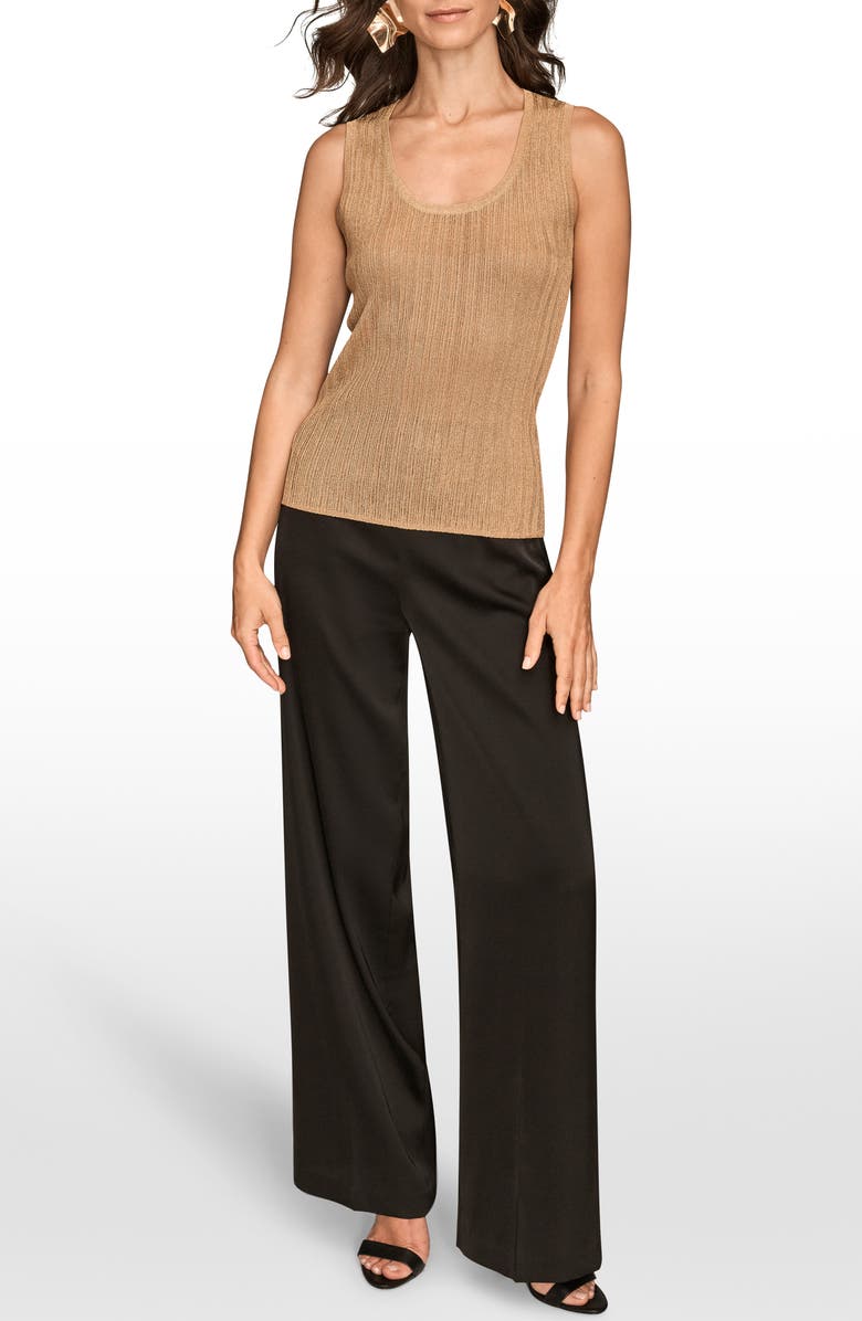 Donna Karan New York Metallic Scoop Neck Shell, Alternate, color, Gold