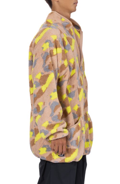 Vast Long Camouflage Fleece Jacket In Hazelnut Camo