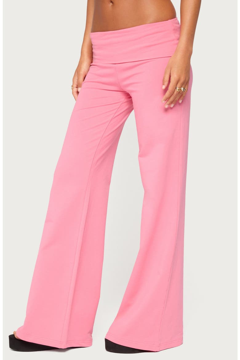 Foldover Wide Leg Pants, Alternate, color, PINK
