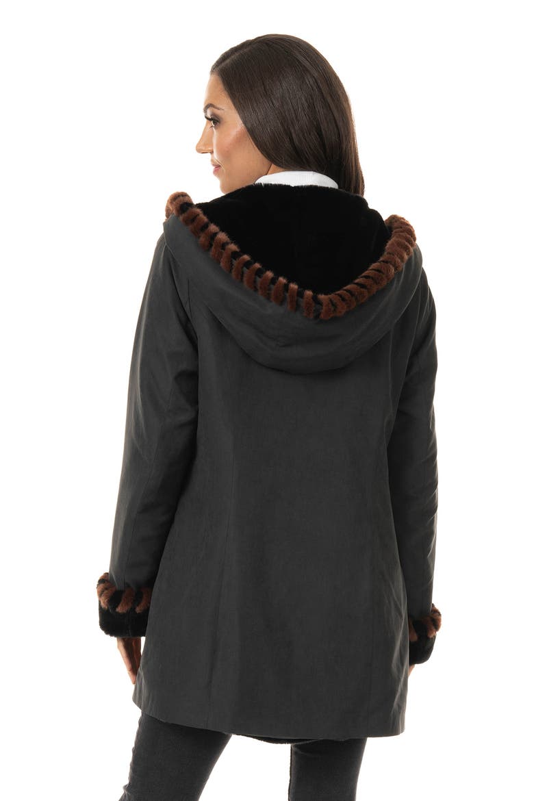 Faux Fur Trimmed Coat, Alternate, color, BLACK