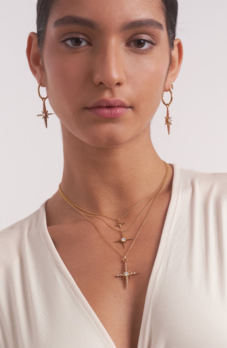 Oak & Luna Northern Star Necklace with 0.3ct Diamond, Alternate, color, Gold Vermeil