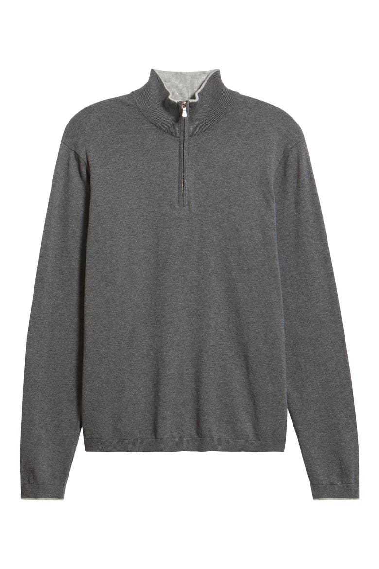 Daniel Quarter-Zip Cotton Sweater, Alternate, color, CHARCOAL