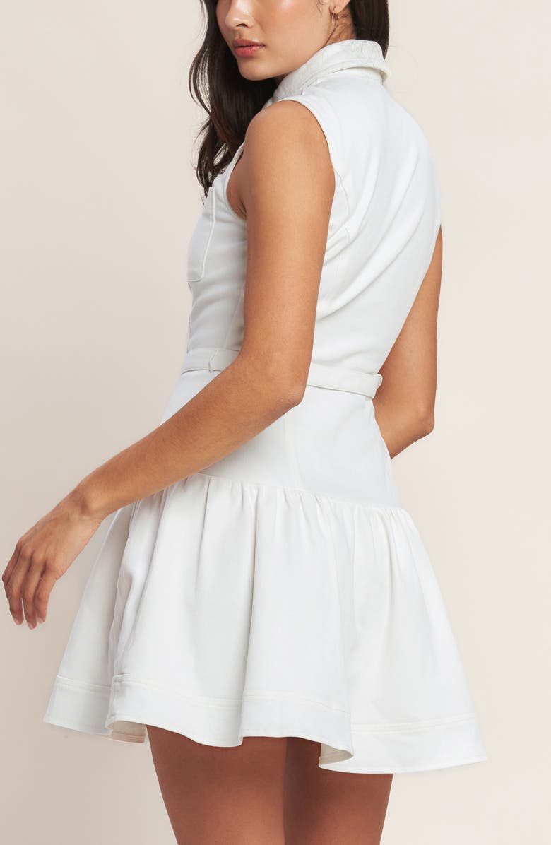 FLYING TOMATO Sleeveless Denim Minidress, Alternate, color, White