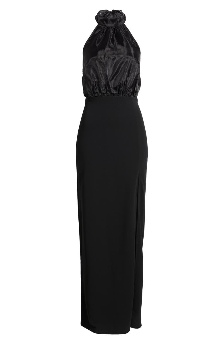 Lulus Organza & Crepe Halter Gown, Alternate, color,