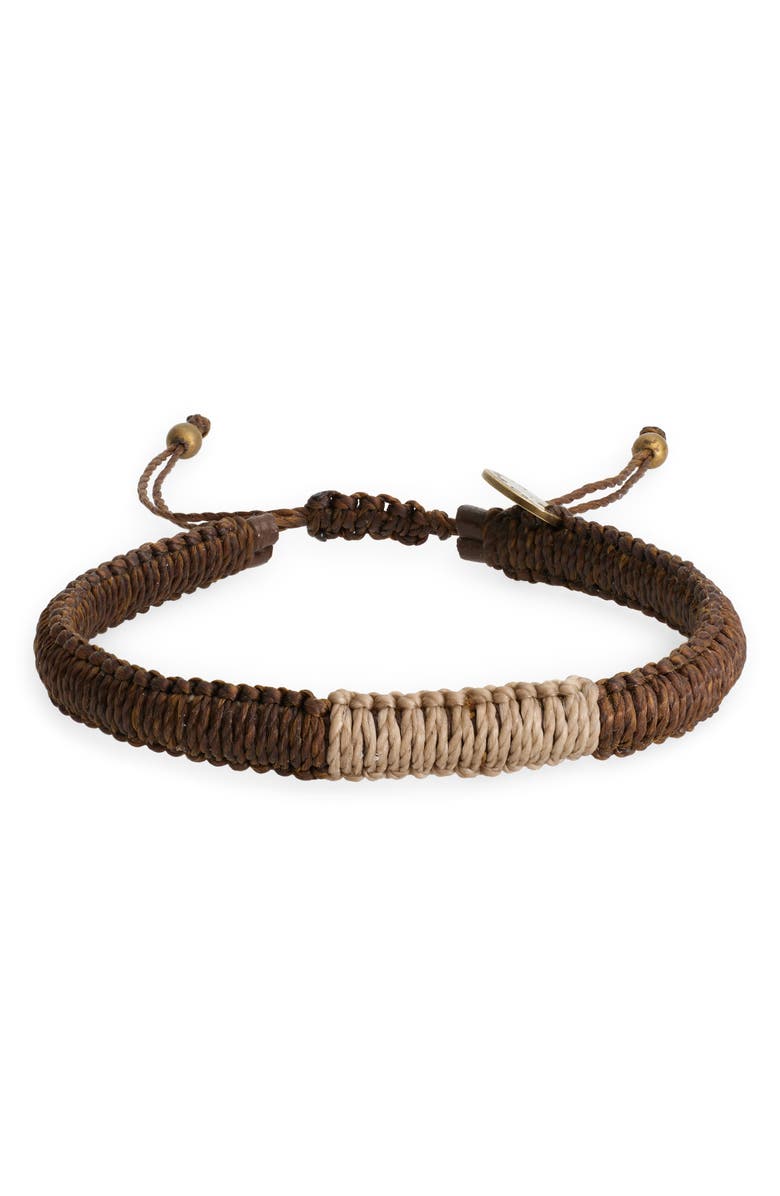 Caputo & Co. Men's Macramé Adjustable Bracelet, Main, color, Brown Combo