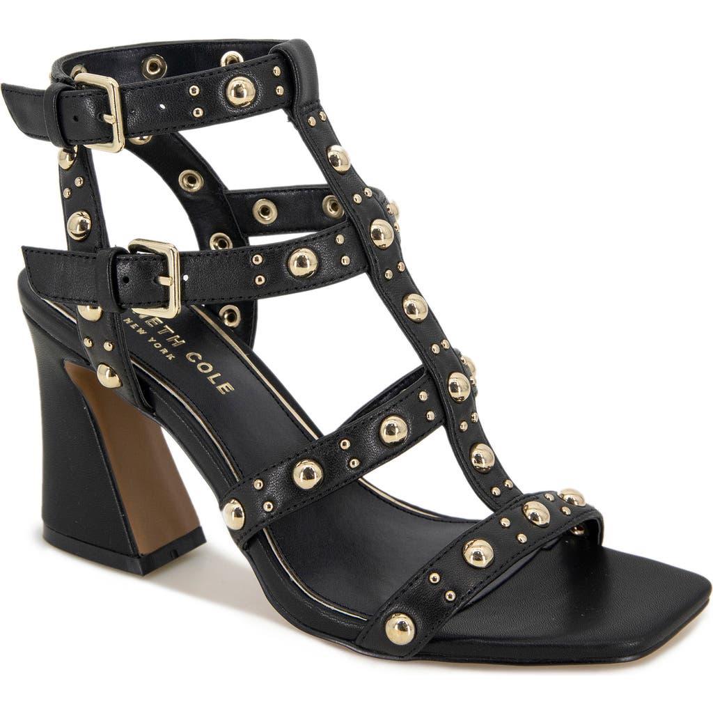 Kenneth Cole Sapha Studded Block Heel Sandal In Black
