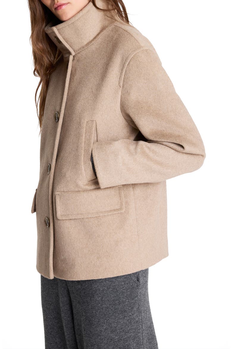 Brushed Wool Blend Short Coat, Alternate, color, NUTMEG