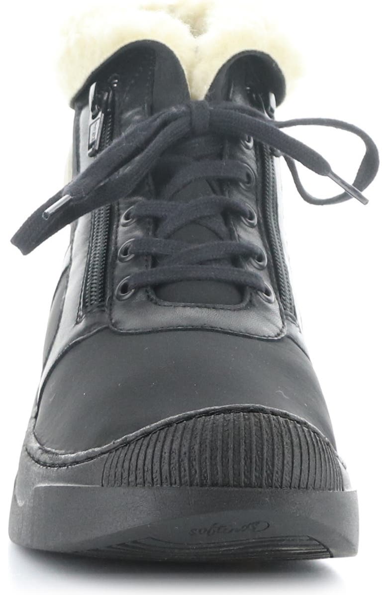 Softinos by Fly London Alio Faux Shearling Bootie, Alternate, color, Black Smooth Leather