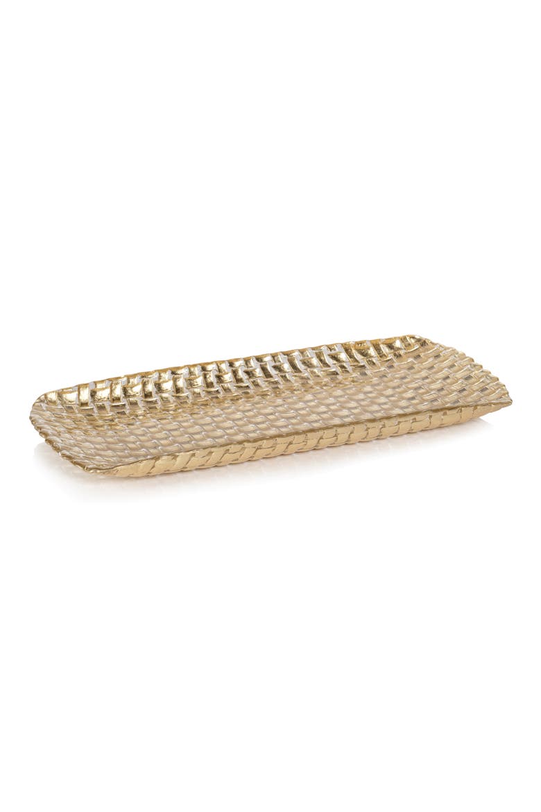 Braided Rectangular Serving Tray, Main, color, GOLD