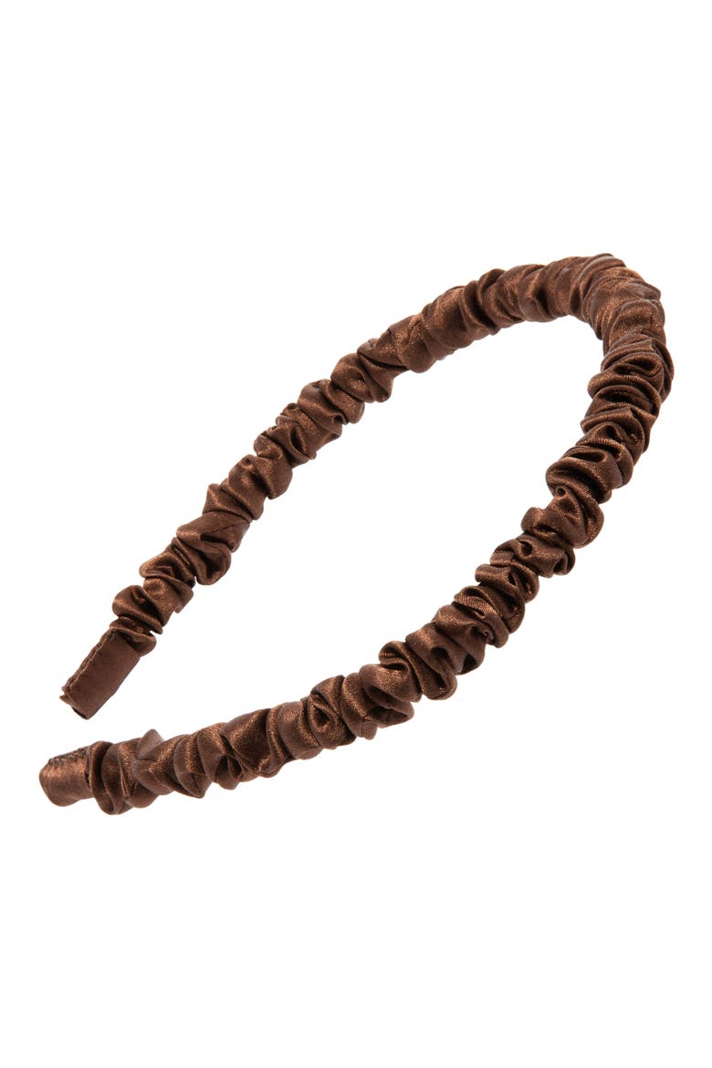 Mini Medici Silk Charmeuse Headband, Main, color, SILK CHARMEUSE SABLE