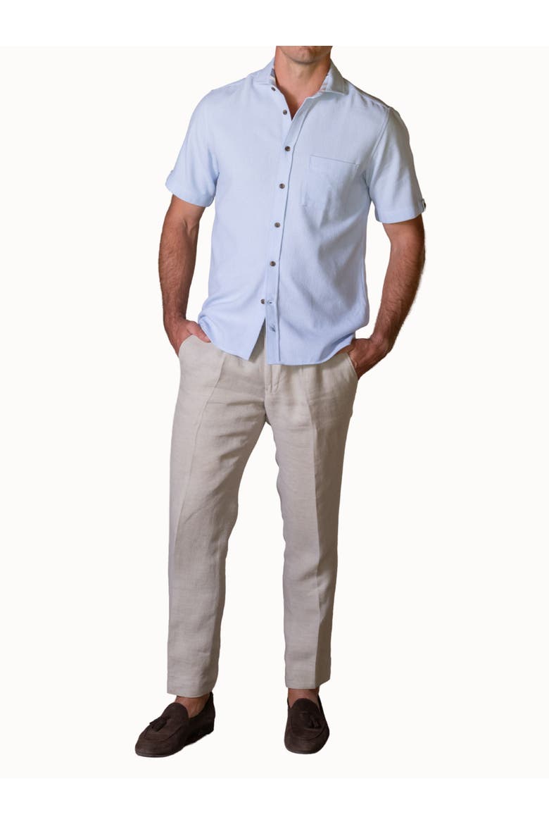 Cotton Short Sleeve Sack Weave Shirt, Alternate, color, Light Blue