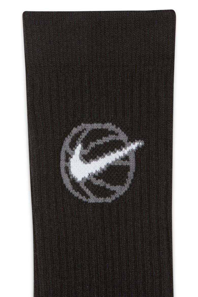 Dri-FIT 3-Pack Everyday Cushioned Basketball Socks, Alternate, color, BLACK/ WHITE