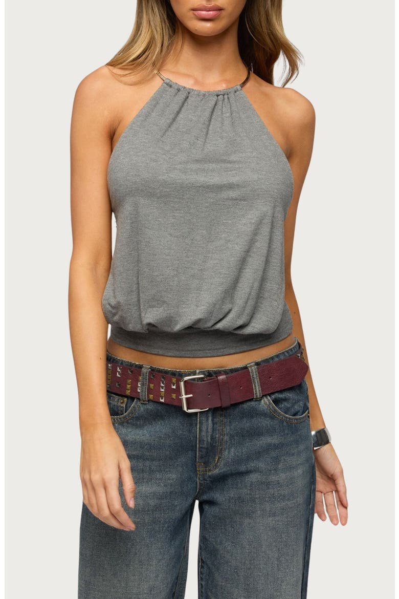 Damarey Chain Backless Halter Top, Main, color, DARK-GRAY-MELANGE