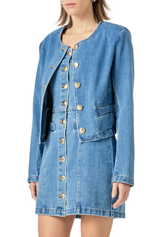 English Factory Crop Denim Jacket In Dark Denim