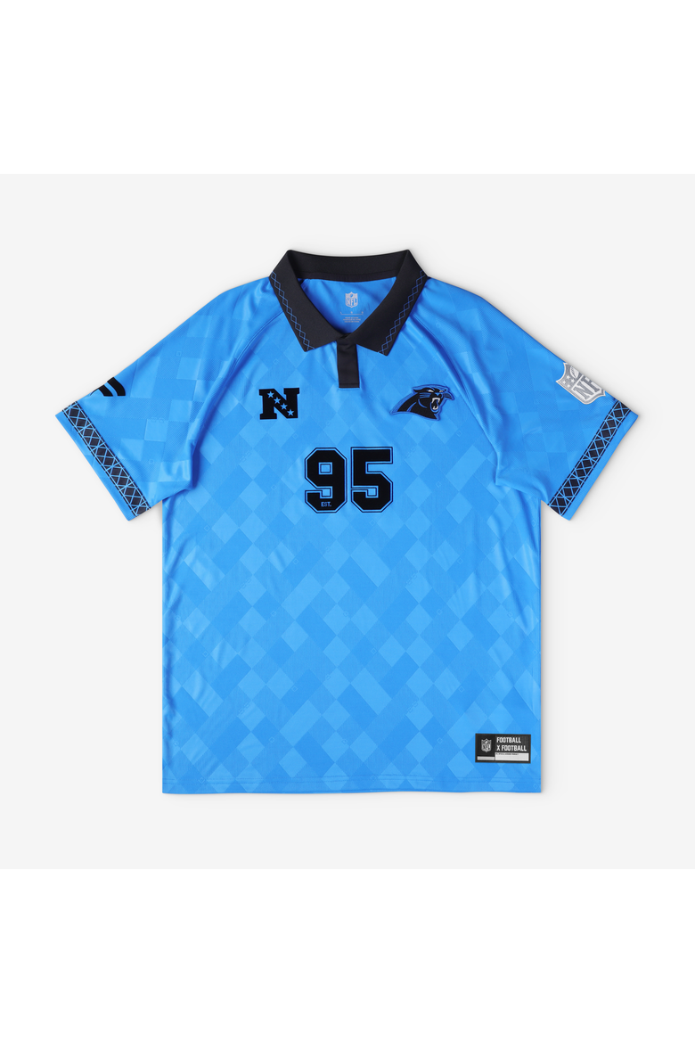 Youth Fanatics Blue Carolina Panthers Football x Football Collared Fan Top, Main, color, Blue