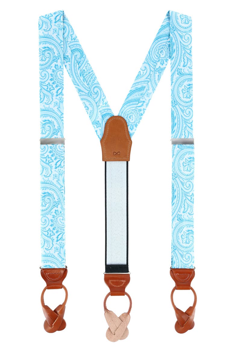 Sobee Paisley Silk Suspenders, Alternate, color, BLUE