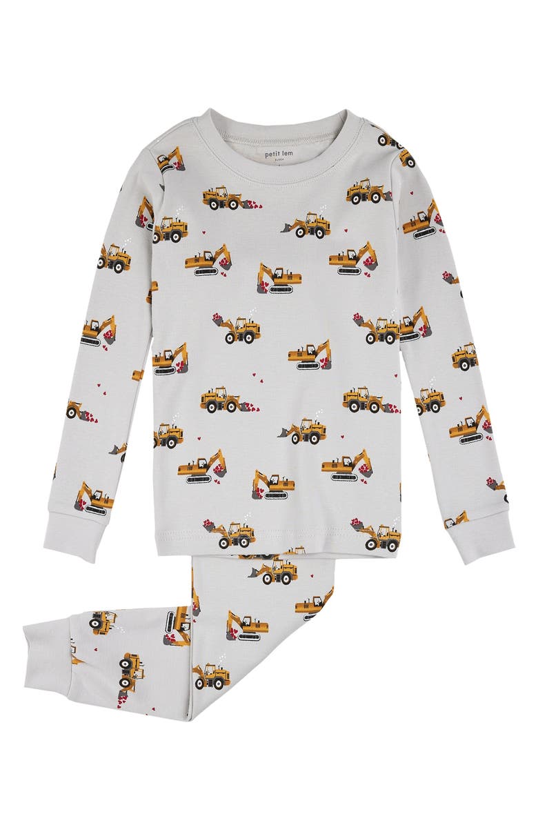 Petit Lem Kids' I Dig You Organic Cotton Fitted Two-Piece Pajamas, Main, color, 