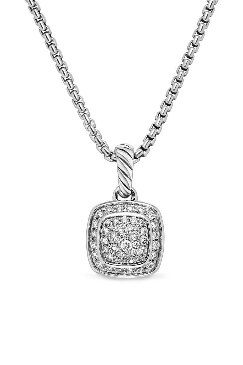 Petite Albion® Pendant Necklace with Pavé Diamonds, Main, color, SILVER/ DIAMOND