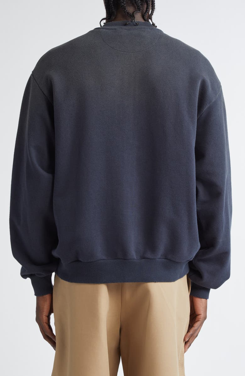 Acne Studios Logo Zip Front Cotton Blend Sweatshirt, Alternate, color, Black
