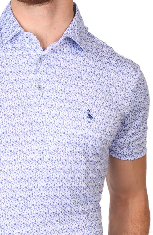 Shop Tailorbyrd Floral Print Performance Polo In Blue