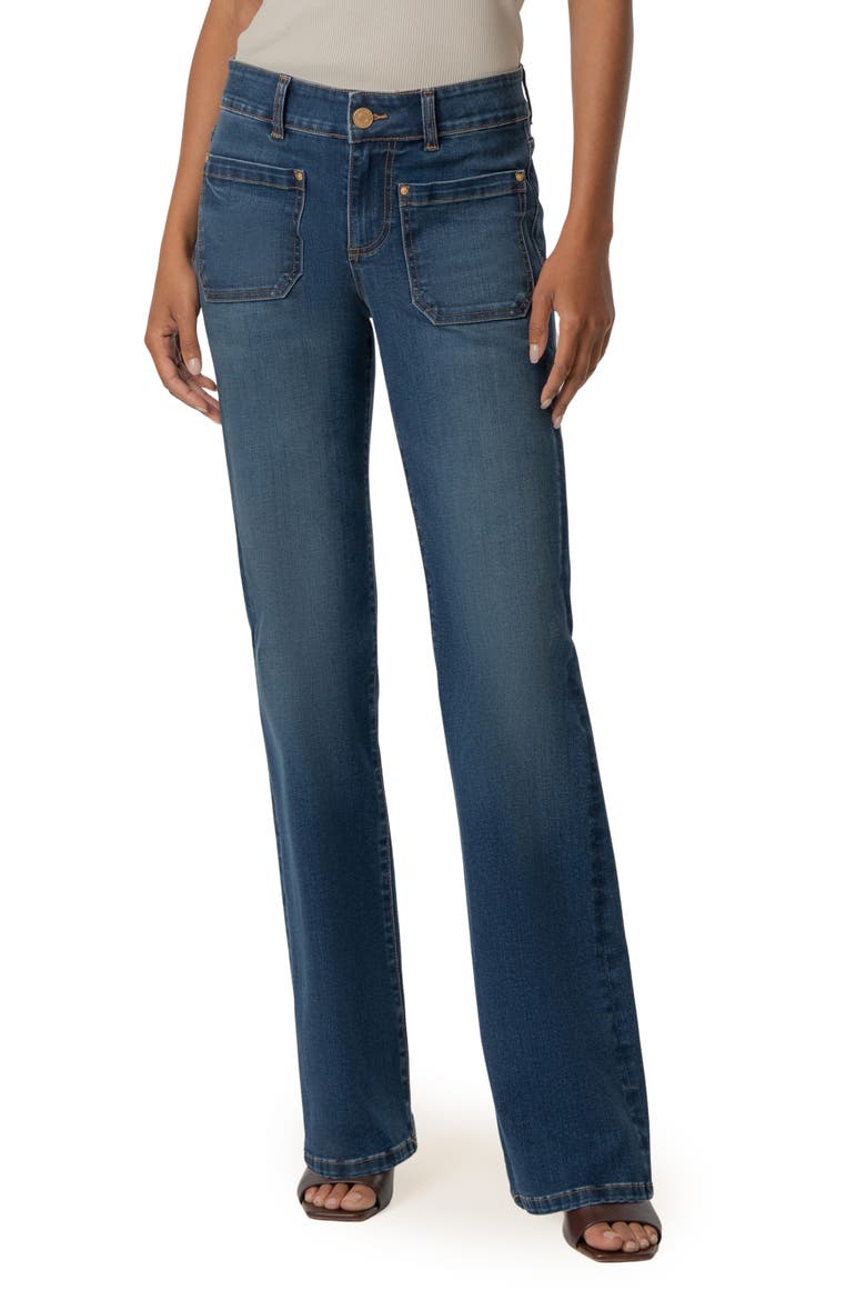 Natalie Patch Pocket Mid Rise Flare Jeans, Main, color, CHAMP
