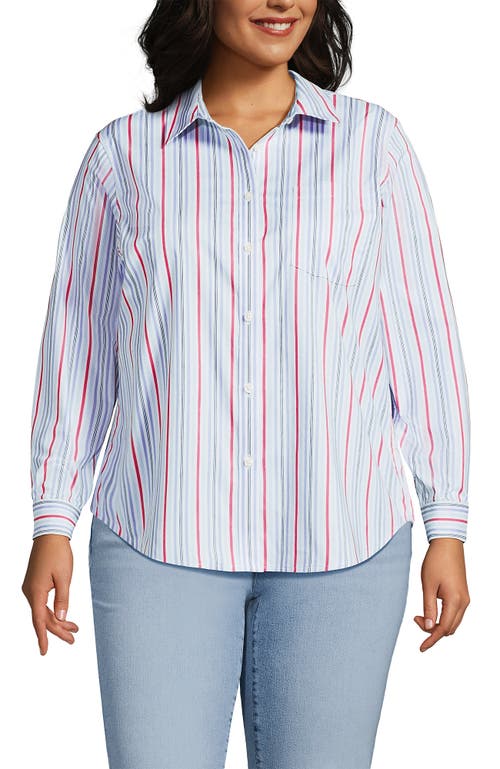 Lands' End Cooling Button Front Shirt In Blue