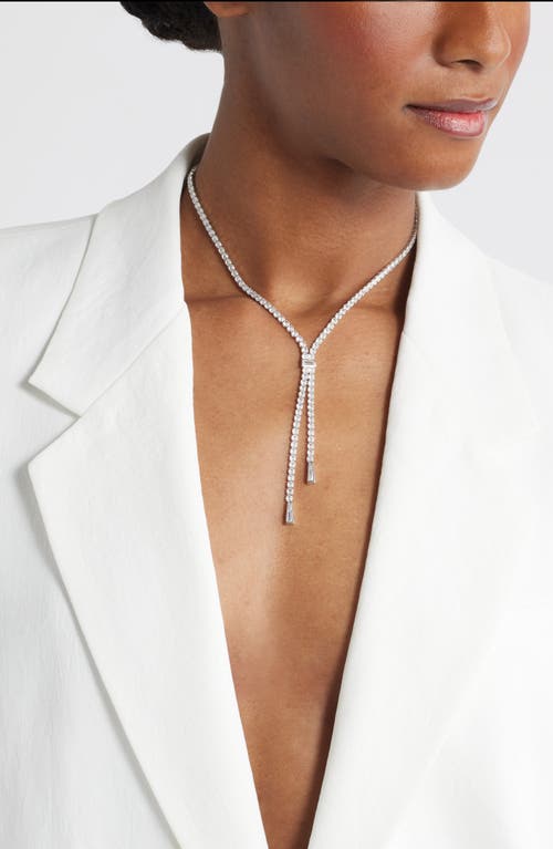 Nordstrom Cubic Zirconia Tennis Y-necklace In Clear- Silver
