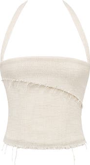 Mistress Rocks Fray Tweed Halter Top