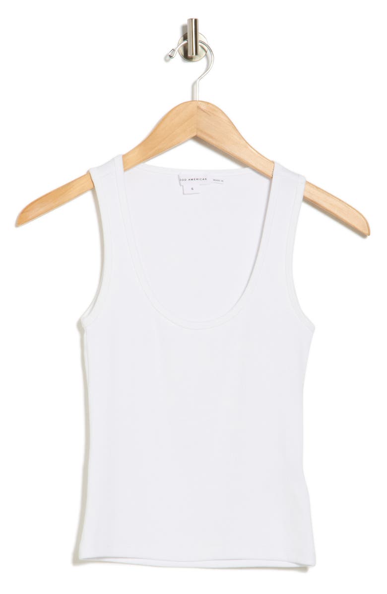Good American Scoop Neck Micro Rib Tank, Alternate, color, White