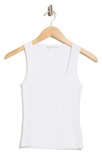 Good American Scoop Neck Micro Rib Tank In White