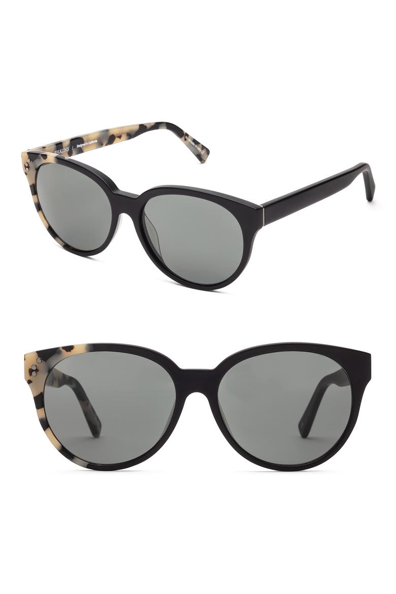 Roslin 55mm Polarized Round Sunglasses, Main, color, MATTE CHIAROSCURO / SMOKE