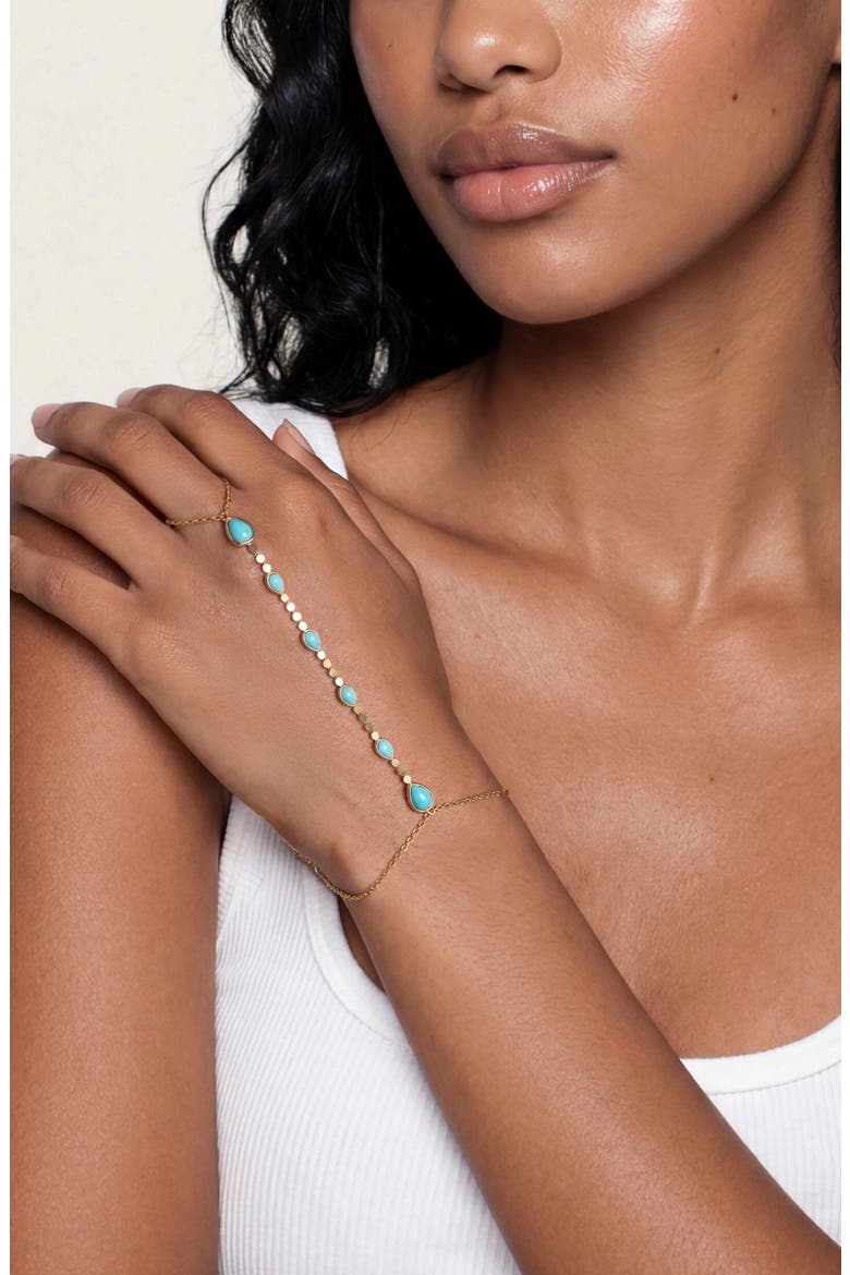 Dripping Faux Turquoise Hand Chain, Alternate, color, TURQUOISE