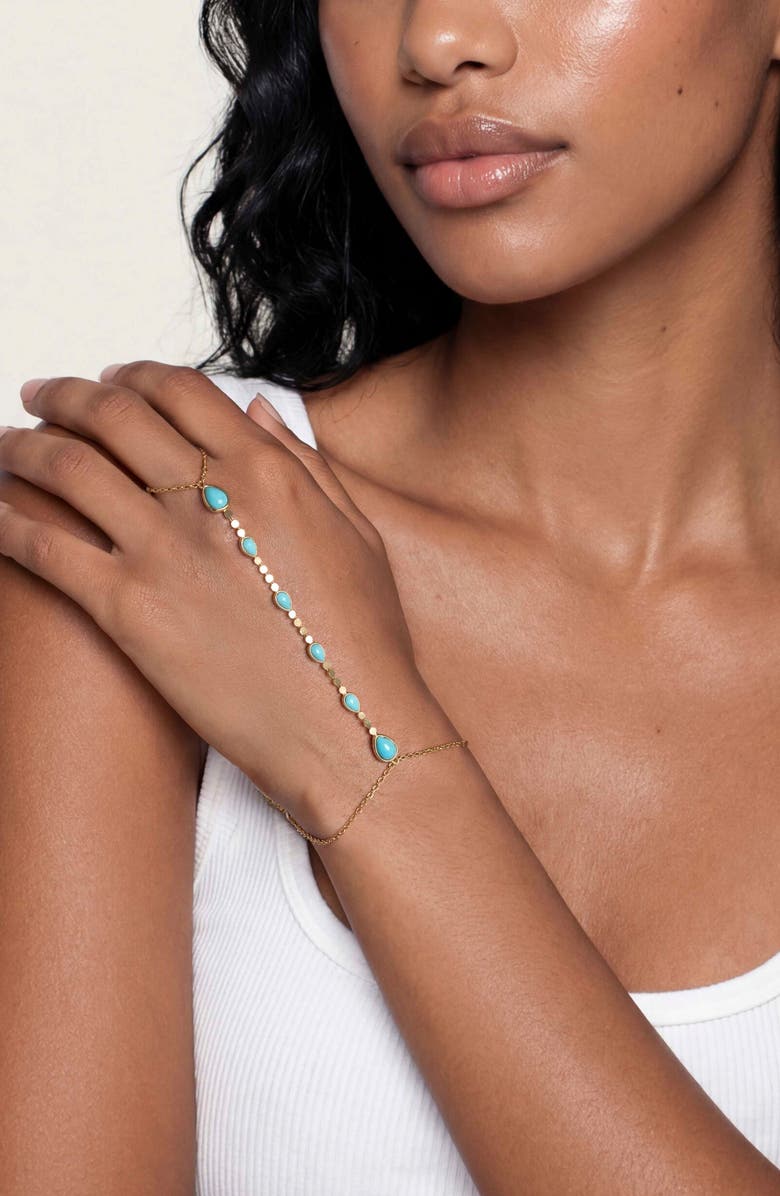 Ettika Dripping Faux Turquoise Hand Chain, Alternate, color, Turquoise