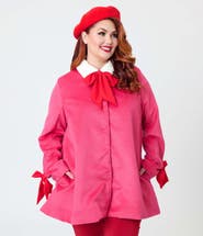 Unique Vintage Plus Size Bow Topper Coat