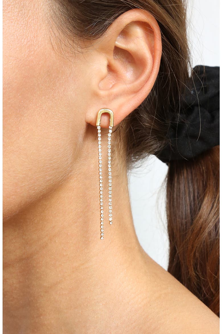Imitation Pearl Linear Drop Earrings, Alternate, color, GOLD