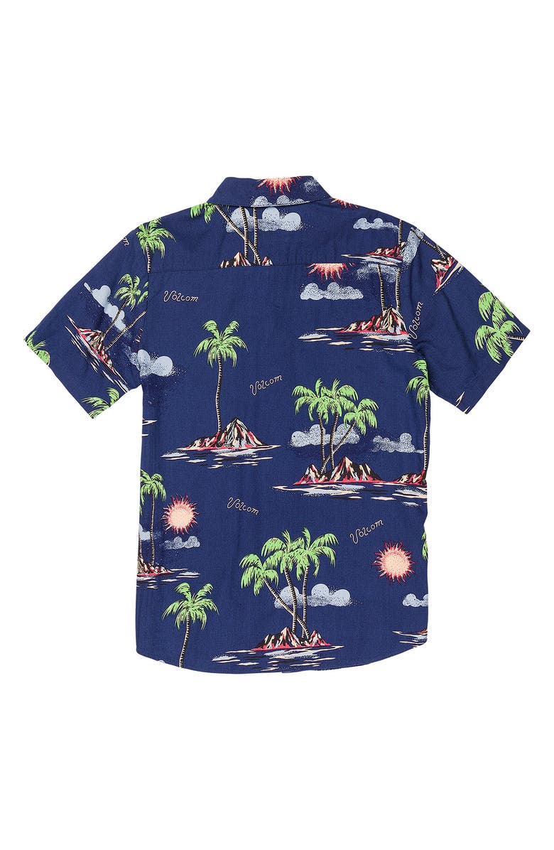 Volcom Kids' Isle Hoppa Print Button-Up Shirt, Alternate, color, 
