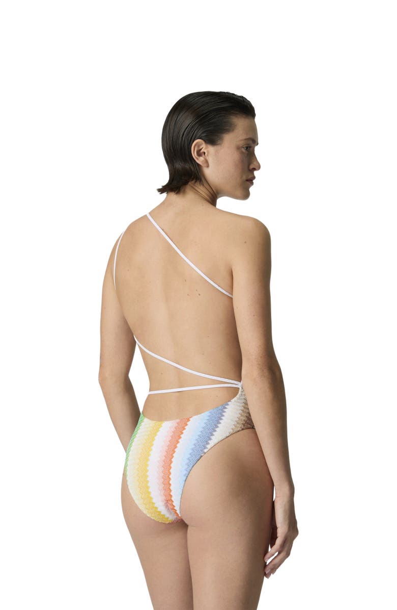 Missoni One-shoulder One-piece Swimsuit With Dégradé Zigzag Pattern, Alternate, color, Multicoloured