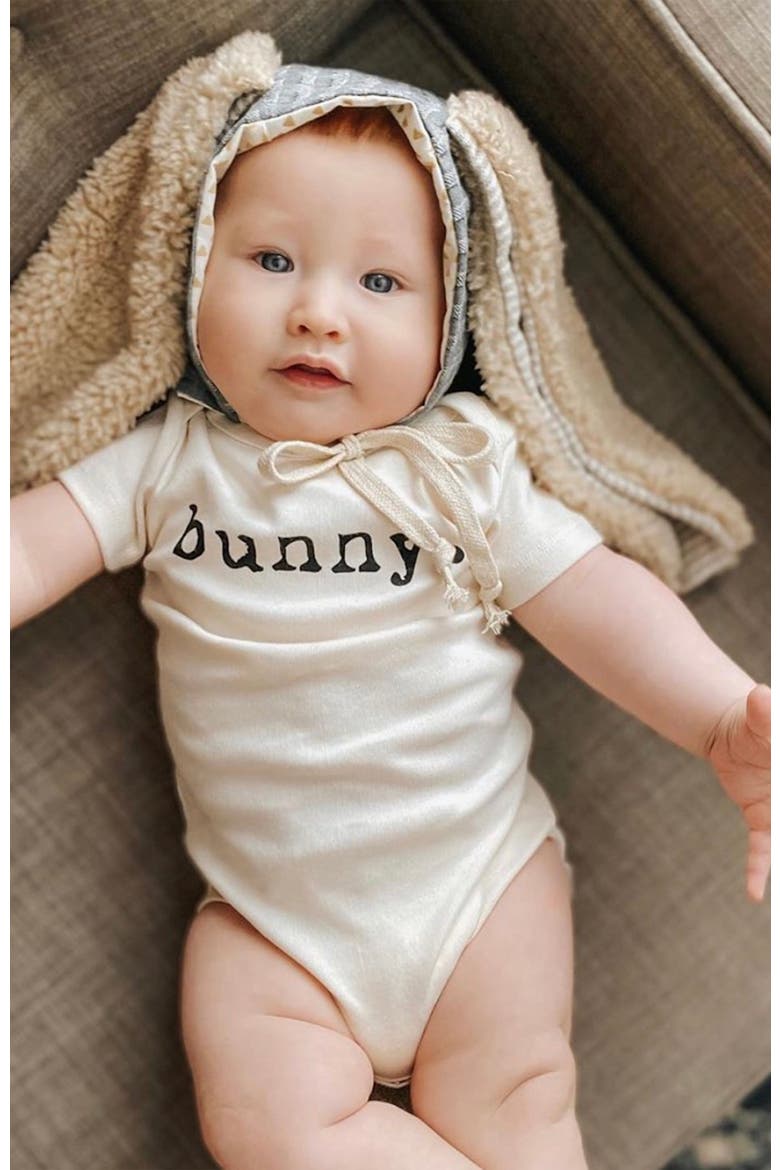 Bunny Organic Baby Bodysuit, Alternate, color, Natural