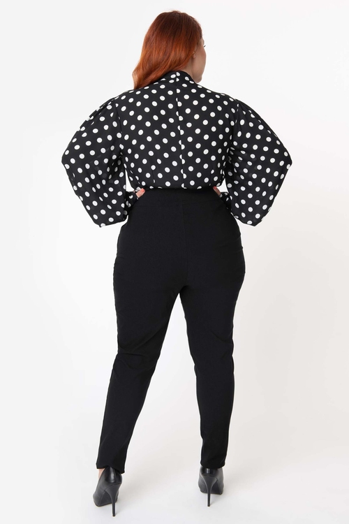 Unique Vintage Plus Size Rizzo Cigarette Pants In Black