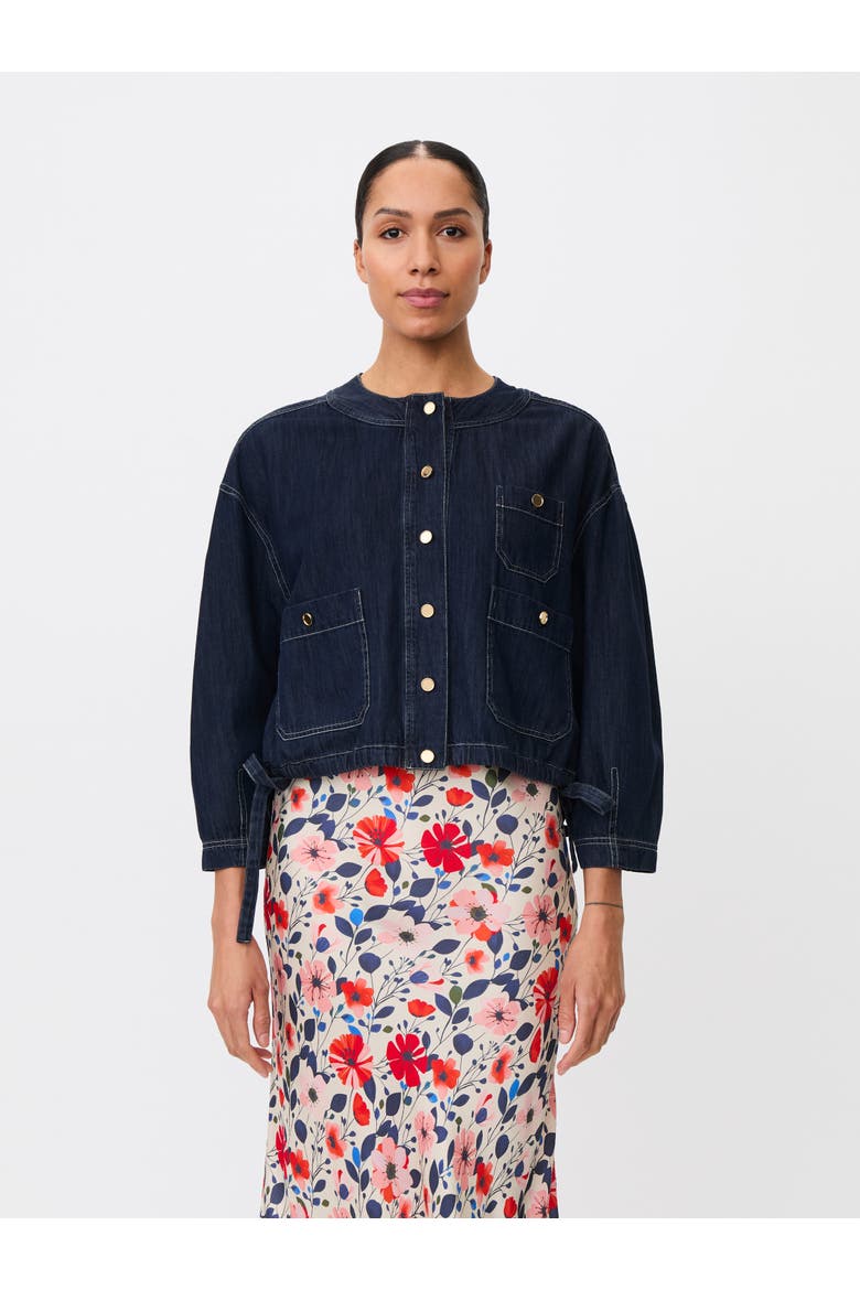 Cropped Button-Front Jacket, Main, color, Dark Denim