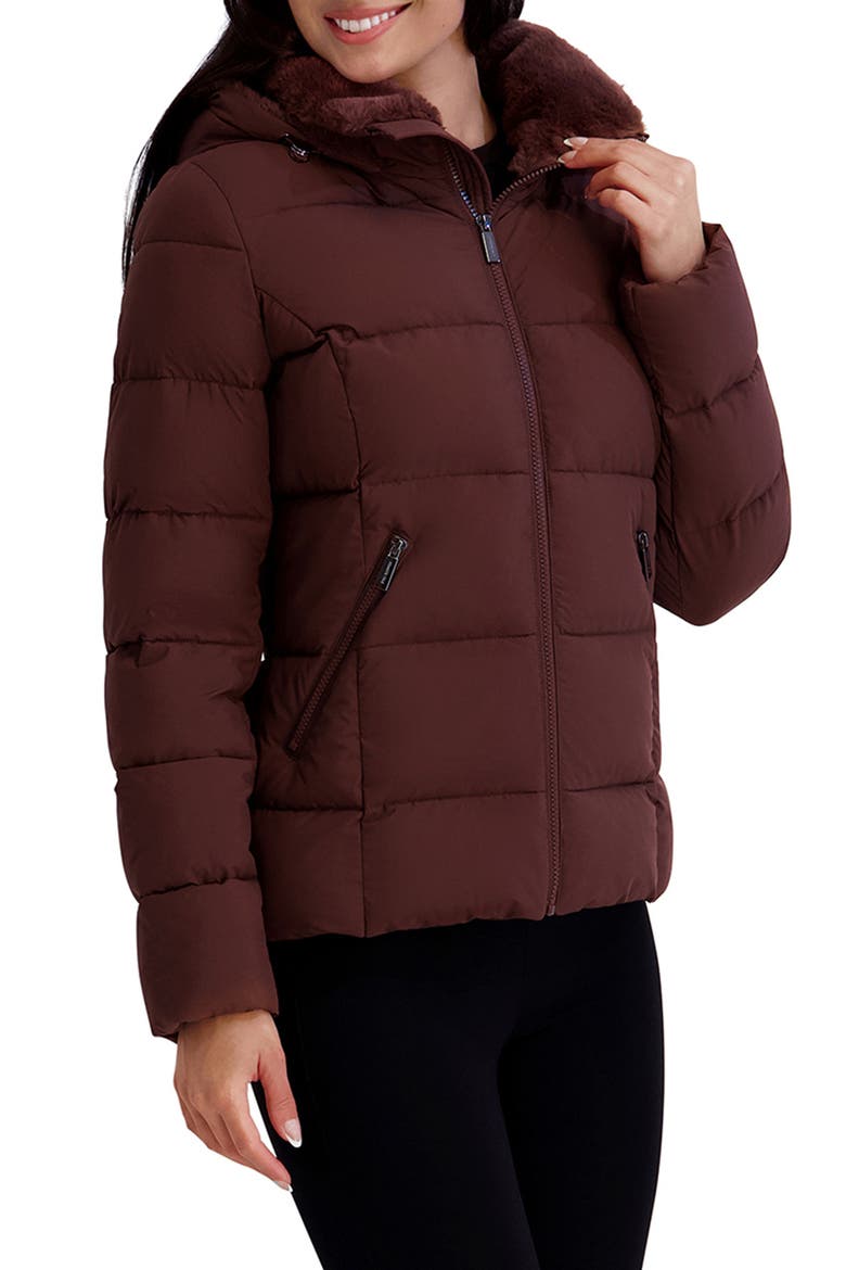 Water Resistant Hooded Faux Fur Lined Puffer Jacket, Alternate, color, CHOCOLATE