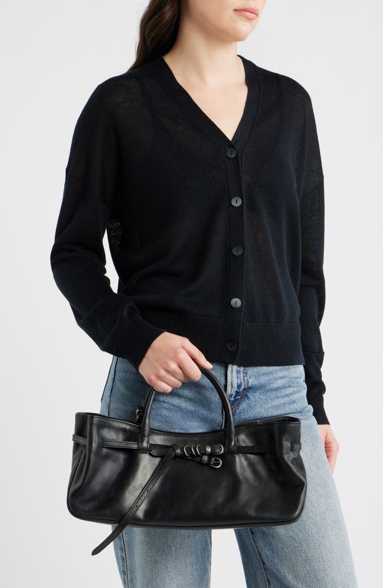MARGESHERWOOD Grandma Buckle Suede Shoulder Bag, Alternate, color, Black Pull-Up