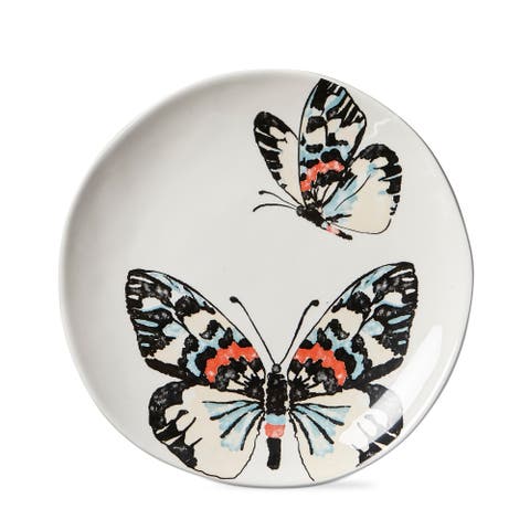 Double Butterfly Appetizer Plates Multicolor Ceramic Set