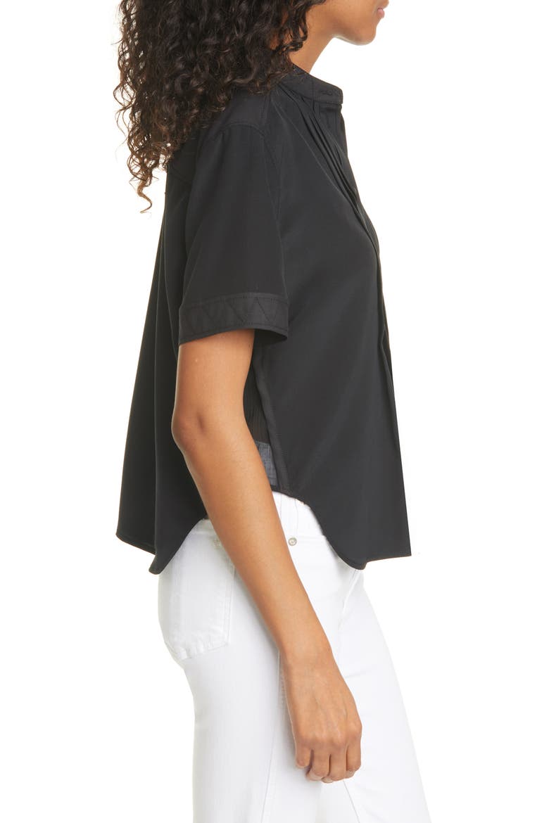 Sarah Pleated Silk Blouse, Alternate, color, BLACK